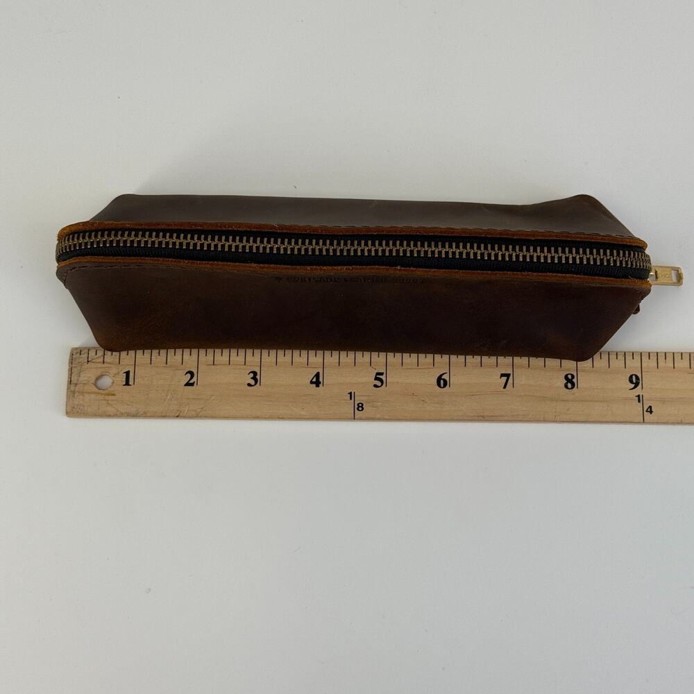 Portland‎ Leather Goods Brown The Sidekick Pouch Small Leather Zipper Bag SLG - Picture 7 of 9